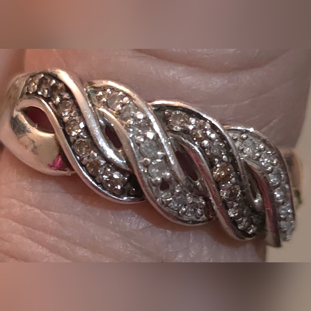CHOCOLATE AND WHITE GENUINE DIAMOND COCKTAIL RING SET IN 925 STERLING SZ 11